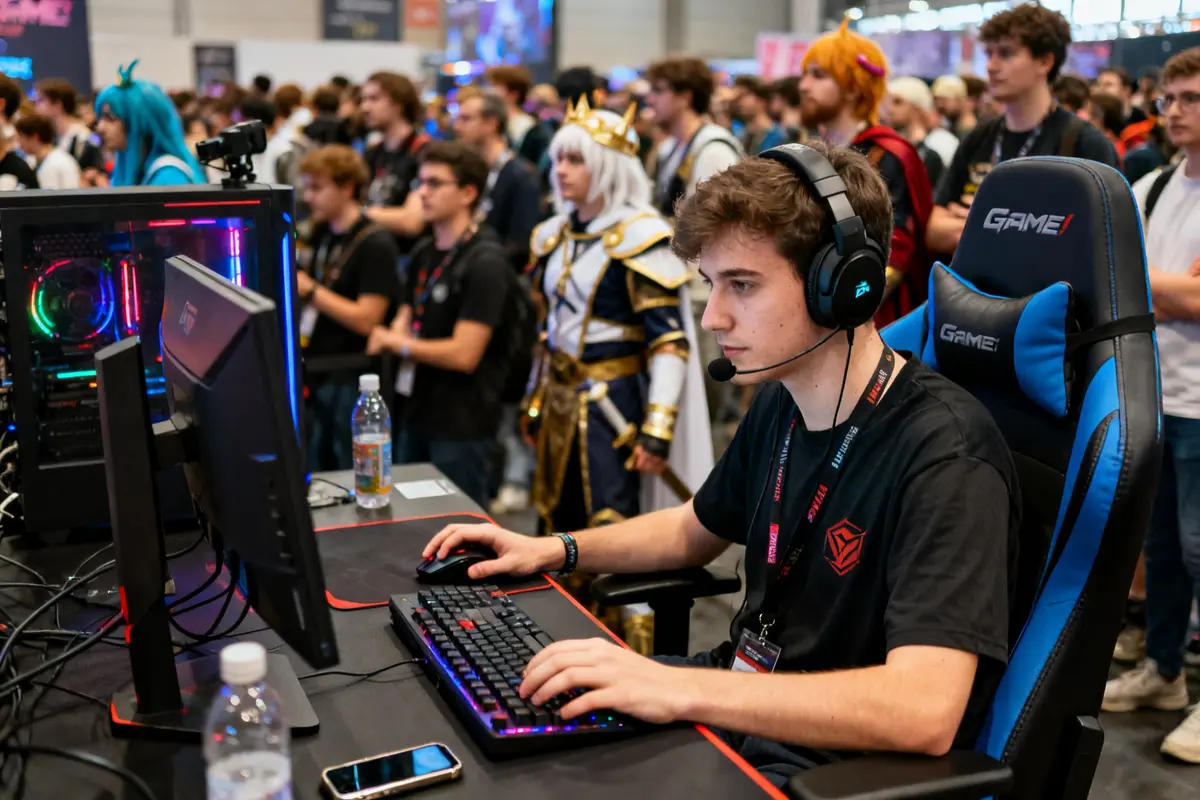Jeune homme jouant à un jeu vidéo lors du Game in Reims 2024 compétitif.